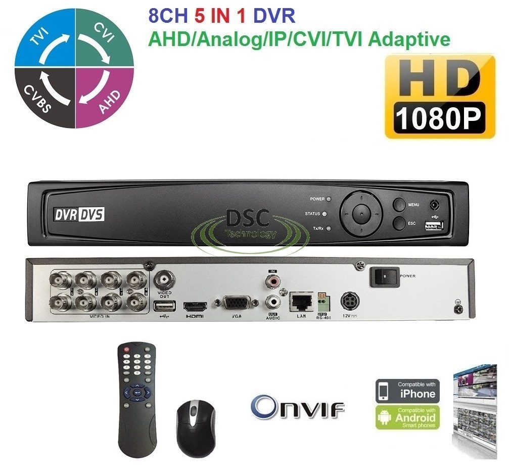 8 Channel 1080P H.265+ 1U 1HDD Bay TVI 4.0 XDVR