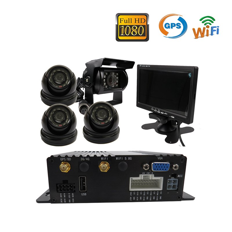 4 Channel Complete Car DVR Kit, DVR, Camera, Cable, Monitor