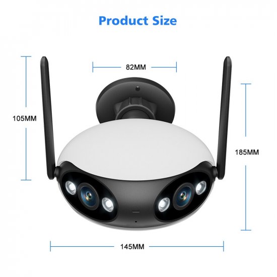 (image for) Wifi/PoE Panoramic 8MP 180° Dual Lens Full Color IR IP Camera Bullet iCSee/XMEYE