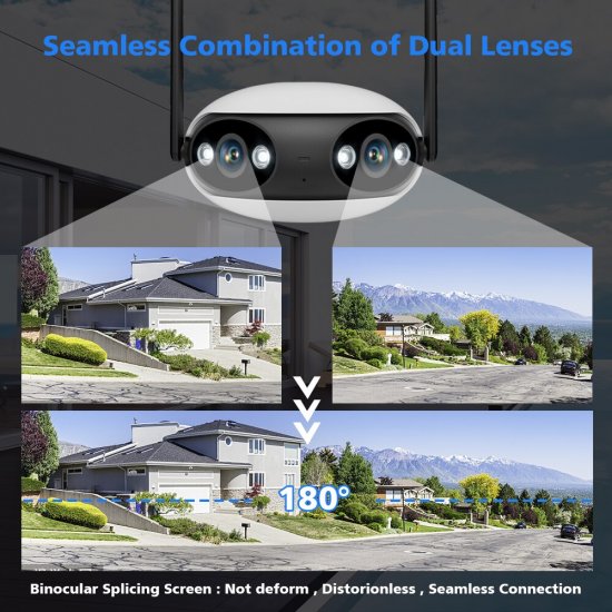 (image for) Wifi/PoE Panoramic 8MP 180° Dual Lens Full Color IR IP Camera Bullet iCSee/XMEYE