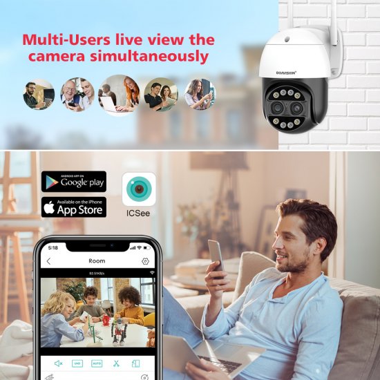 (image for) 8MP 4K Wifi Security Camera Dual Lens 1-8X Zoom Outdoor PTZ IP Night Vision Camera