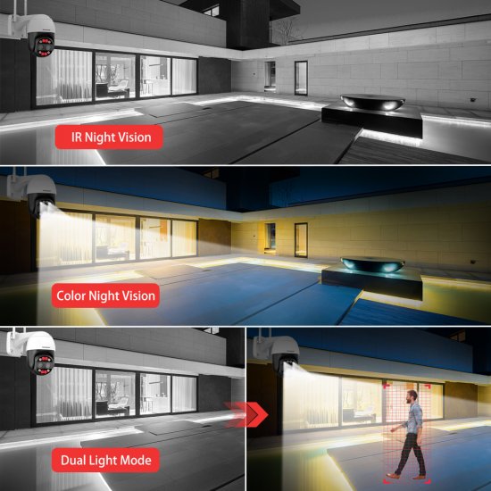 (image for) 8MP 4K Wifi Security Camera Dual Lens 1-8X Zoom Outdoor PTZ IP Night Vision Camera