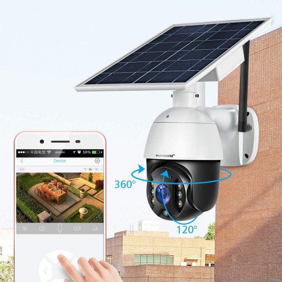 (image for) Cellular 4G LTE Wireless Outdoor PTZ Security Camera with Solar Battery Power