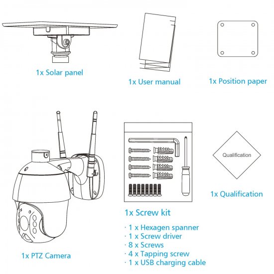 (image for) Cellular 4G LTE Wireless Outdoor PTZ Security Camera with Solar Battery Power