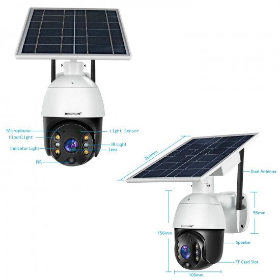 (image for) Cellular 4G LTE Wireless Outdoor PTZ Security Camera with Solar Battery Power