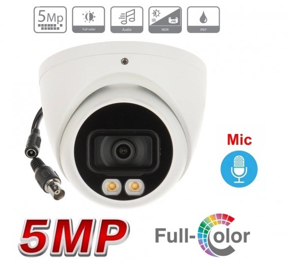 (image for) 5MP Smart Dual Illuminators Eyeball Camera 2.8mm Lens, IR (131ft) Warm LED (131ft) Night Color Built in mic DWDR Starlight 12V DC