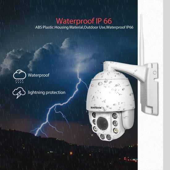 (image for) 5MP PTZ WiFi Camera, HD Outdoor Wireless IP Camera, Pan Tilt 5X Optical Zoom, Two Way Audio, 196ft Full Color Night Vision, Dome Security Cameras CamHipro Protocol