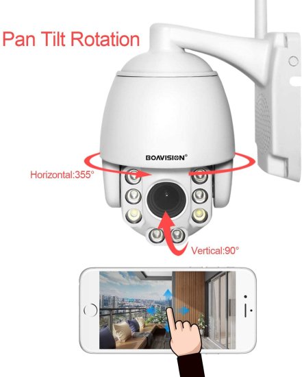 (image for) 5MP PTZ WiFi Camera, HD Outdoor Wireless IP Camera, Pan Tilt 5X Optical Zoom, Two Way Audio, 196ft Full Color Night Vision, Dome Security Cameras CamHipro Protocol