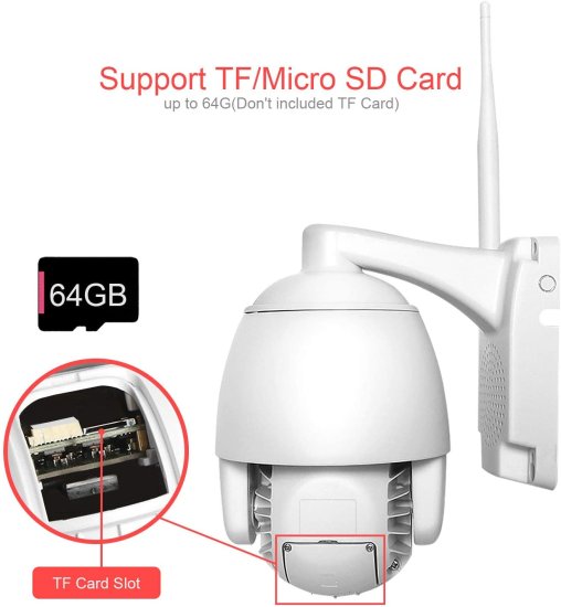 (image for) 5MP PTZ WiFi Camera, HD Outdoor Wireless IP Camera, Pan Tilt 5X Optical Zoom, Two Way Audio, 196ft Full Color Night Vision, Dome Security Cameras CamHipro Protocol