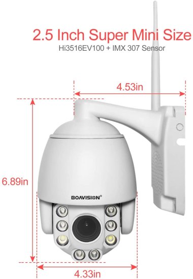 (image for) 5MP PTZ WiFi Camera, HD Outdoor Wireless IP Camera, Pan Tilt 5X Optical Zoom, Two Way Audio, 196ft Full Color Night Vision, Dome Security Cameras CamHipro Protocol