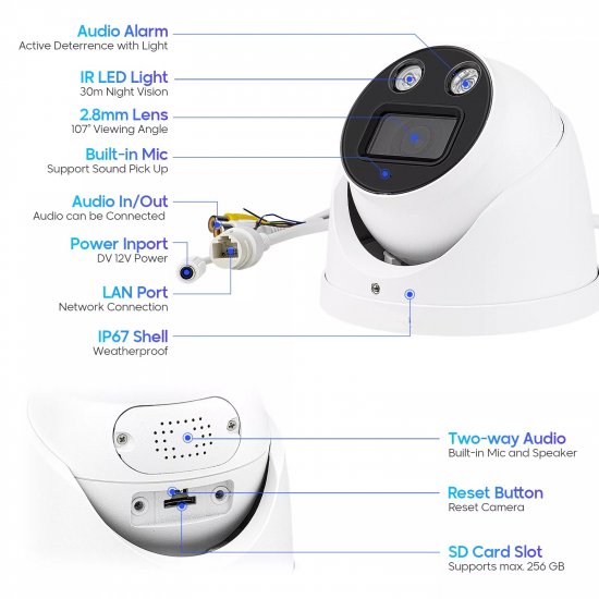 (image for) 8MP Smart Dual Illumination Active Deterrence Fixed-focal Eyeball WizSense Network Camera