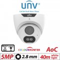 (image for) UNV 5MP LightHunter Weatherproof HD Turret TVI/AHD/CVI/CVBS Analog Security Camera with a 2.8mm Fixed Lens (UAC-T125-AF28M-W)