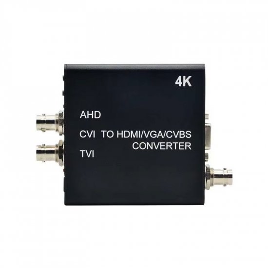 (image for) 4K TVI/AHD/CVI to HDMI/VGA/VCVBS Converter Support Camera up to 4K(8MP) Input, 1ch BNC Loop Out for Monitor or DVR