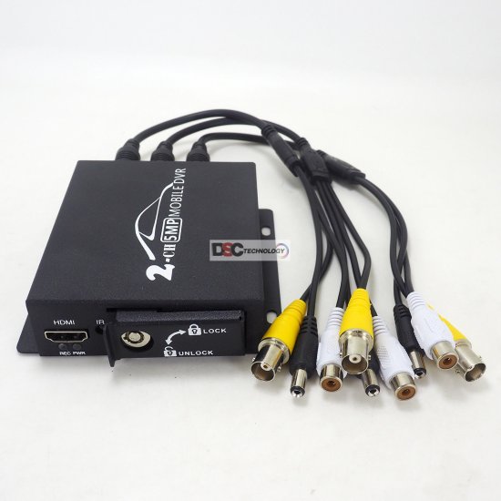 (image for) 2CH Mini Mobile AHD DVR HD 5MP 2 Channel Dual SD Card Slot Support 128GB/CVBS Remote Vehicle DVR for Truck Taxi Car
