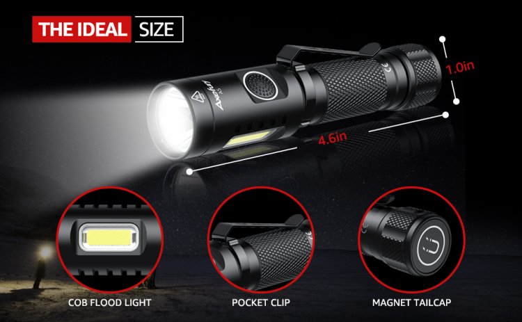 (image for) Flashlight, Magnetic LED Flashlight,Small Powerful EDC Flashlight A5 with COB Side Light,700 lumens,6 Modes,2 Types Batteries,Waterproof for Camping, Emergency