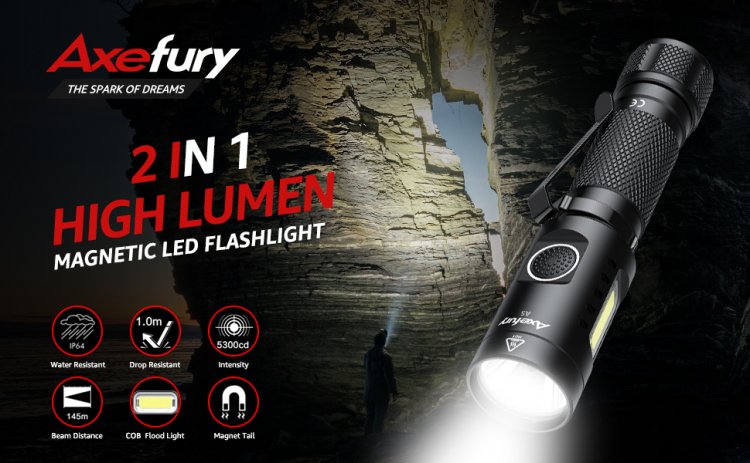 (image for) Flashlight, Magnetic LED Flashlight,Small Powerful EDC Flashlight A5 with COB Side Light,700 lumens,6 Modes,2 Types Batteries,Waterproof for Camping, Emergency