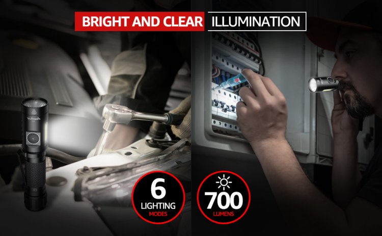 (image for) Flashlight, Magnetic LED Flashlight,Small Powerful EDC Flashlight A5 with COB Side Light,700 lumens,6 Modes,2 Types Batteries,Waterproof for Camping, Emergency