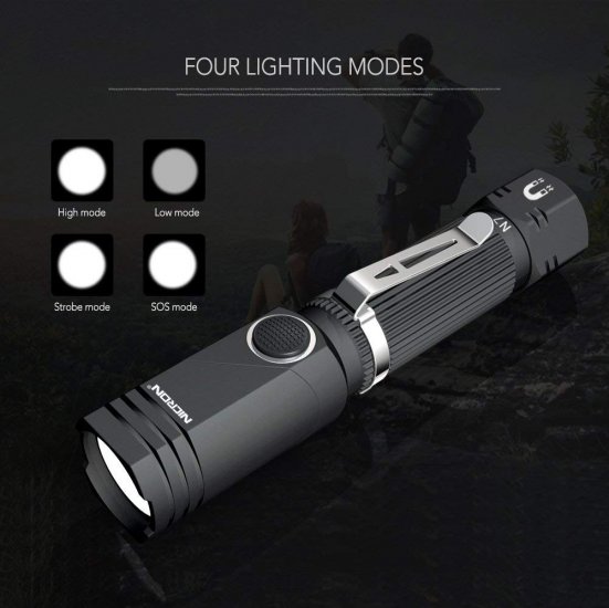 (image for) NICRON Flashlight, N7 600 Lumens Tactical Flashlight, 90 Degree Ip65 Waterproof Led Mini Flashlight 4 Modes- Best High Lumens are for Camping, Outdoor, Hiking
