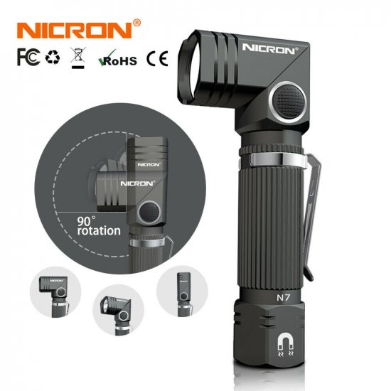(image for) NICRON Flashlight, N7 600 Lumens Tactical Flashlight, 90 Degree Ip65 Waterproof Led Mini Flashlight 4 Modes- Best High Lumens are for Camping, Outdoor, Hiking