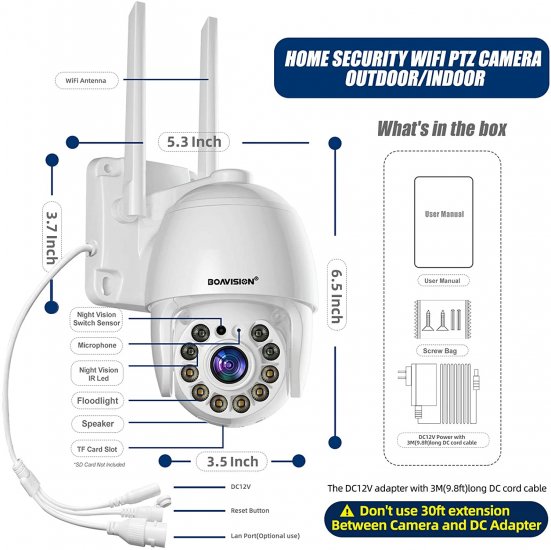 (image for) Motion tracking WiFi PTZ Speed Dome CCTV Camera 1080P Full HD Security IP IR Cam