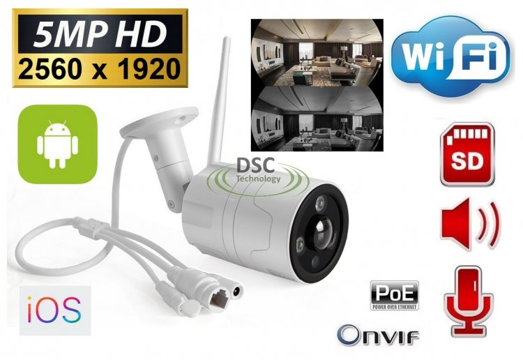 (image for) 5.0MP Onvif WiFi Panoramic Audio IP Bullet Camera in/outdoor 12V