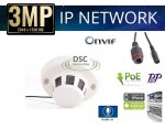 (image for) 3MP Indoor Security Smoke Detector Style IP Camera PoE Audio