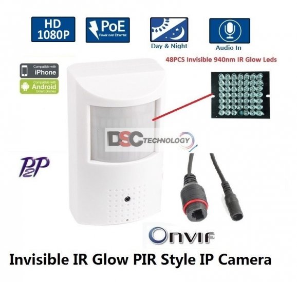 (image for) 1080P 2MP Indoor Audio Security PIR Style IP IR Camera 12VDC/PoE