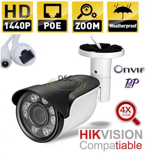 (image for) Onvif 4MP POE Bullet IP Security Camera 2.8-12mm motorized lens