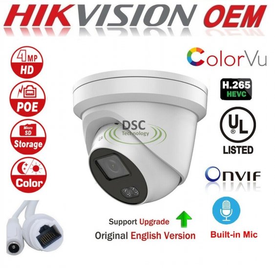 (image for) 4 Megapixel ColorVu Network Turret Camera, 2.8mm Lens H.265+