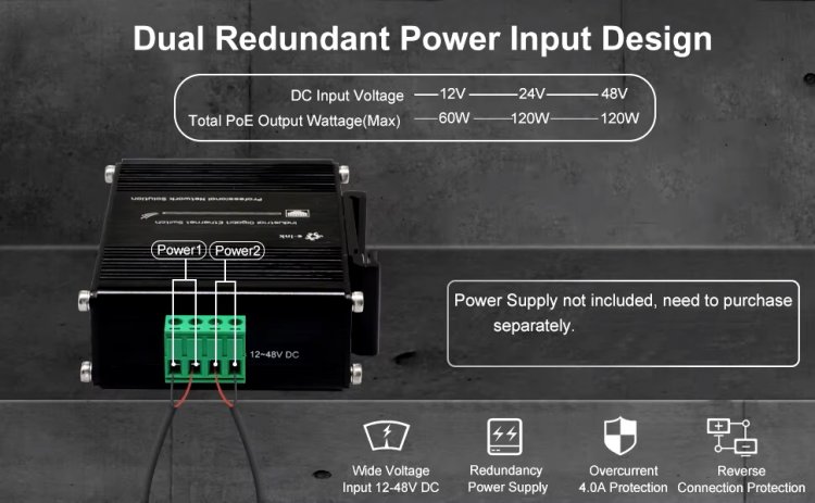 (image for) Mini Industrial 5 Ports Gigabit PoE Switch Hardened 5 Port RJ45 10/100/1000Mbps 802.3at Ethernet Switch Din Rail Mount PoE+ Switch 10Gbps Switching Capacity