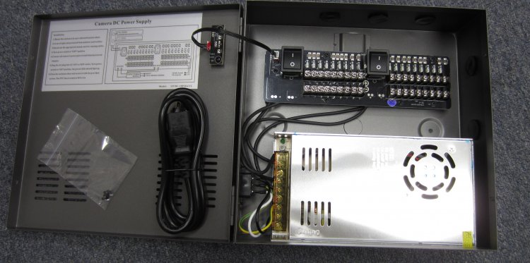 (image for) 18 Channel DC Power Supply Box for Security Cameras 12VDC, 20Amp UL Listed