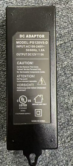 (image for) 110 Volt AC to 12 Volt 12V DC 5 Amp 5A 4-Channel Power Supply for CCTV Cameras UL Listed
