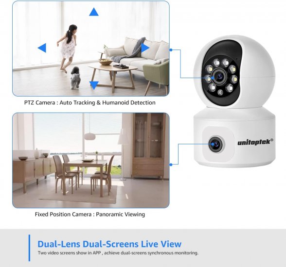 (image for) 4MP Dual Lens WiFi IP Camera Wired indoor CCTV PTZ Home Security Smart Camera