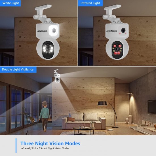 (image for) 4MP Dual Lens WiFi IP Camera Wired indoor CCTV PTZ Home Security Smart Camera