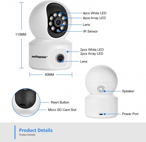 (image for) 4MP Dual Lens WiFi IP Camera Wired indoor CCTV PTZ Home Security Smart Camera