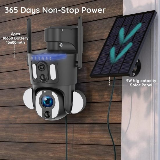 (image for) 4G LTE Solar PTZ Camera 6MP Dual Lens (3MP+3MP) 10x Optical Zoom lens, UBOX APP