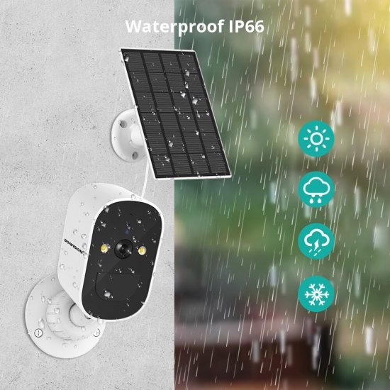(image for) Battery/Solar Powered 1080P Rechargeable Wireless Security Camera In/Outdoor