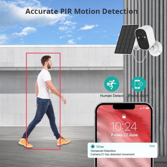 (image for) Battery/Solar Powered 1080P Rechargeable Wireless Security Camera In/Outdoor