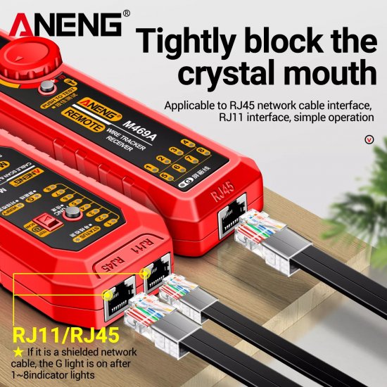 (image for) Cable Tracer Ethernet Network Cable Tester RJ45 RJ11 - Wire Toner Tracker