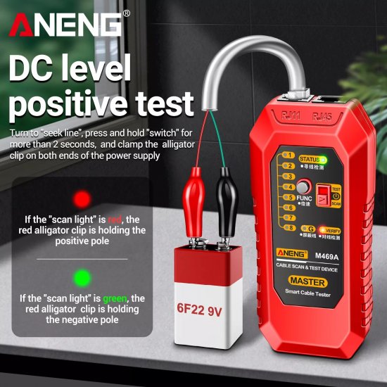 (image for) Cable Tracer Ethernet Network Cable Tester RJ45 RJ11 - Wire Toner Tracker