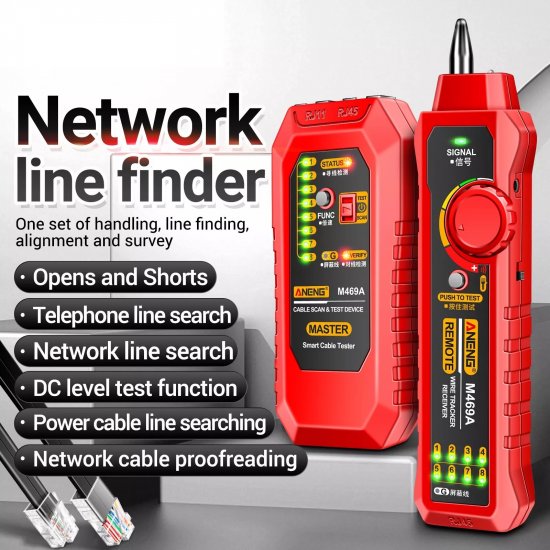 (image for) Cable Tracer Ethernet Network Cable Tester RJ45 RJ11 - Wire Toner Tracker