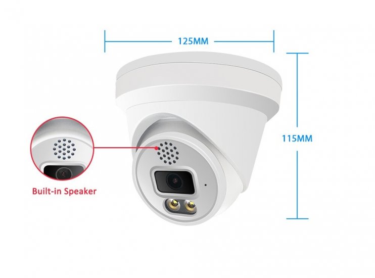 (image for) 5MP PoE IP Dome Camera 24/7 Full Color Night Vision 2.8mm lens