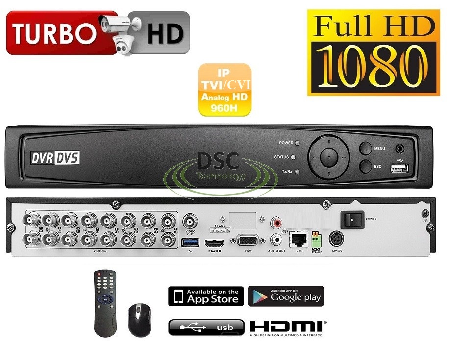 16 Channel 1080P H.265+ 1U 2HDD Bay TVI 4.0 XDVR