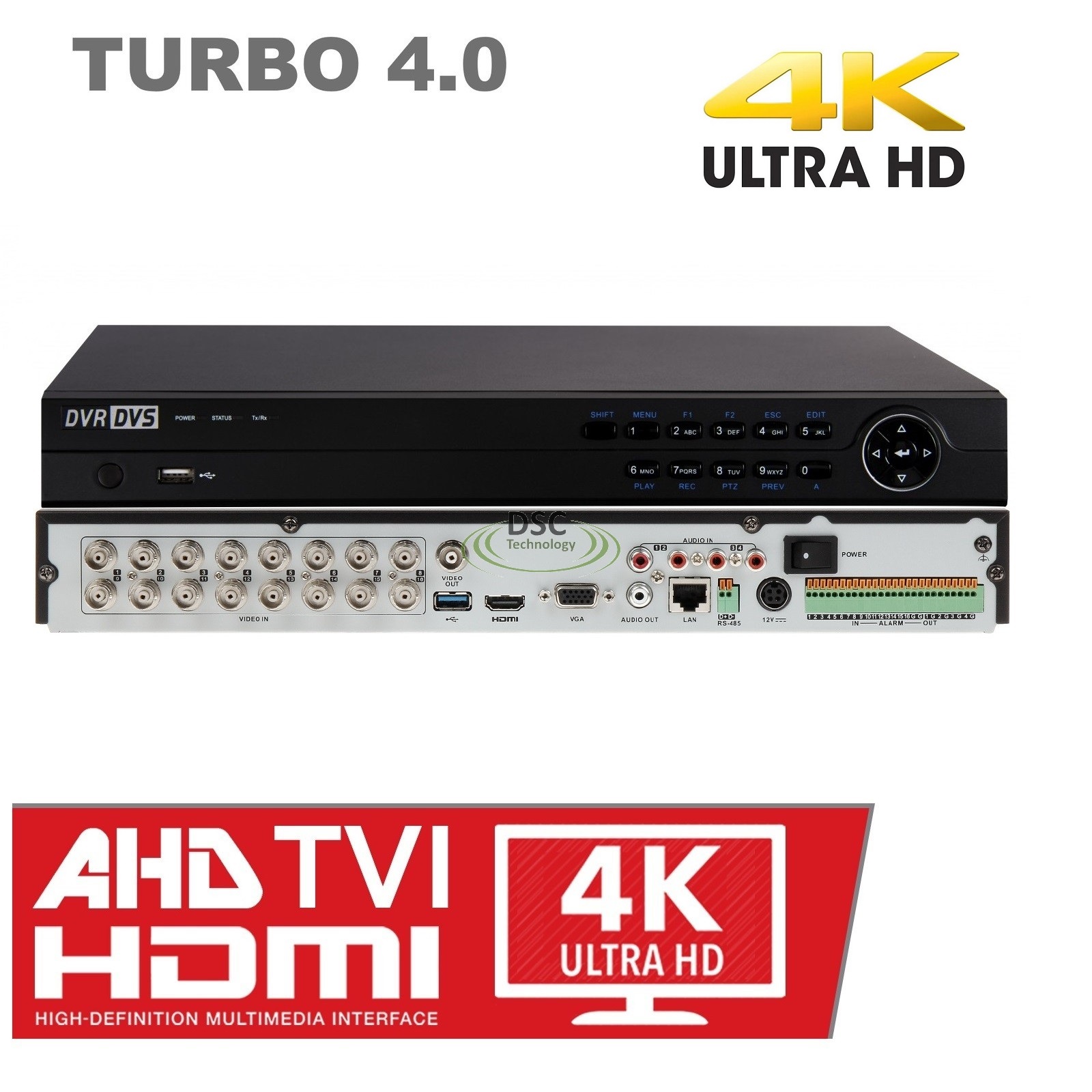 16Channel 8MP H.265+ HD Pentabrid HD-TVI/CVI/AHD IP & Analog DVR