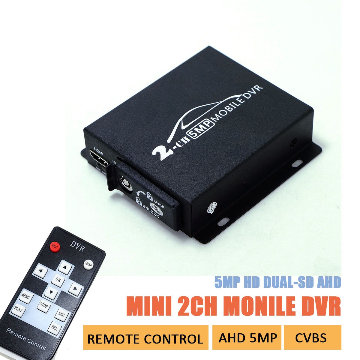5MP AHD Mini DVR support sd card Real-time hd mini 2Channel dvr