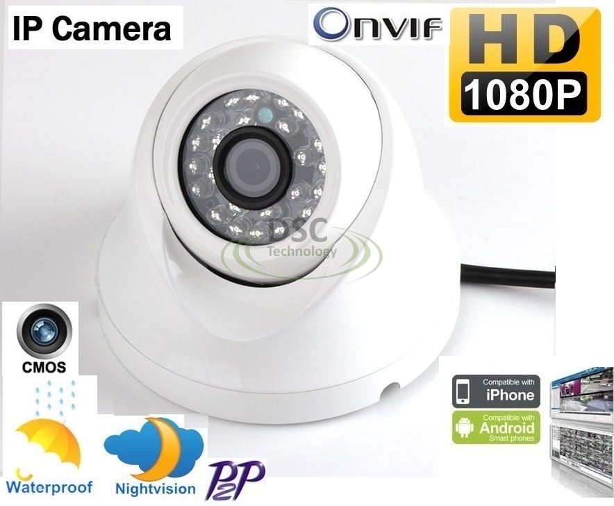 1080P 2MP Mini Eyeball Security IP Dome Camera 2.8mm Lens Onvif