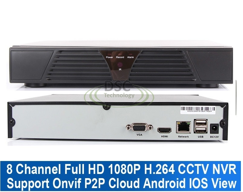 H.264 8CH Network Video Recorder 1080P HD NVR ONVIF P2P Cloud  HDMI VGA CMS 