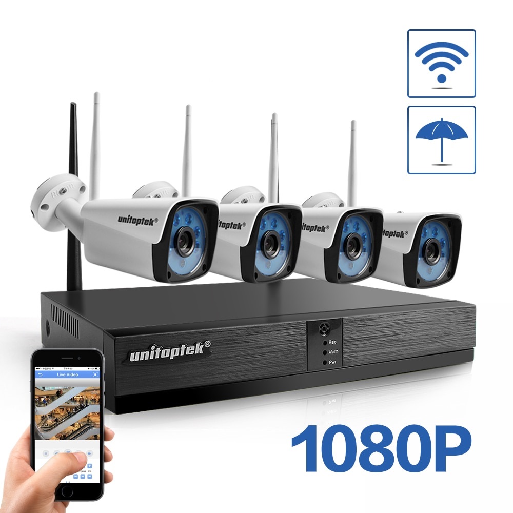 4CH 1080P CCTV NVR Outdoor Wireless Home Security System WiFi Network IP Camera 