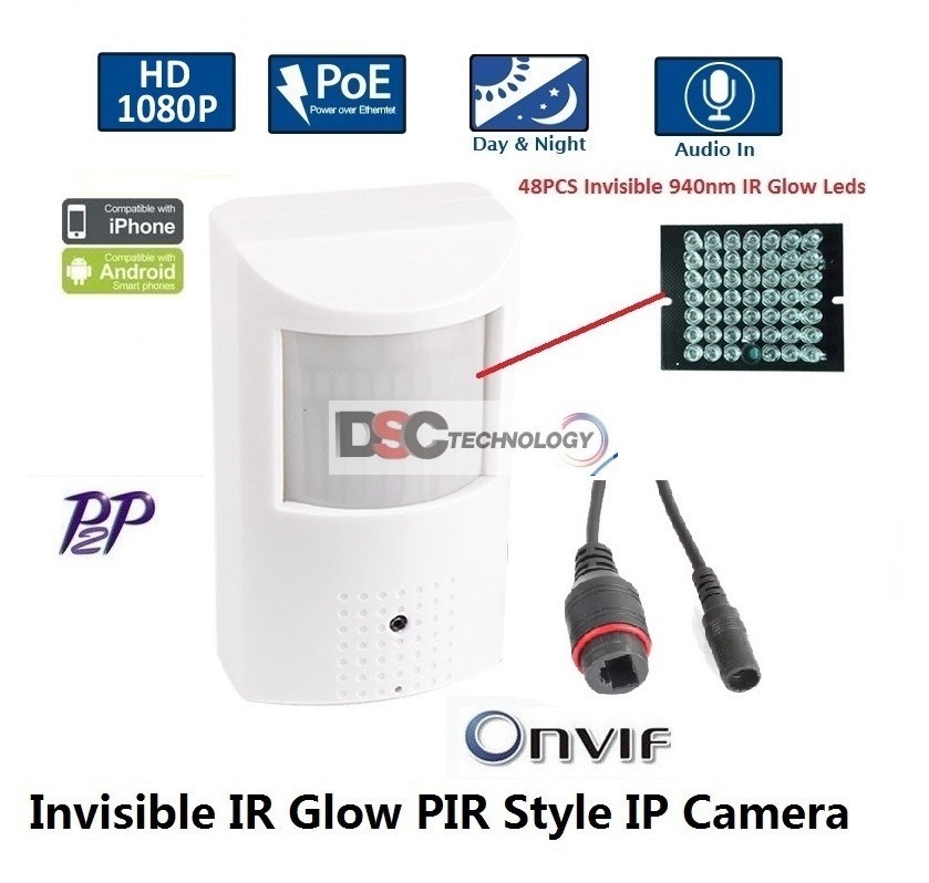 1080P 2MP Indoor Audio Security PIR Style IP IR Camera 12VDC/PoE - Click Image to Close