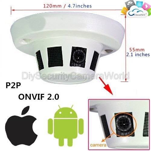 1080P 2MP Indoor Security Smoke Detector Style IP Camera PoE